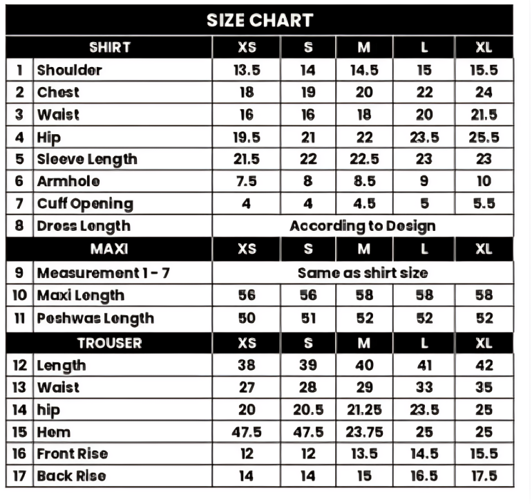 SIZE CHART